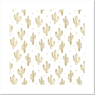 Gold Cactuses Posters and Art
